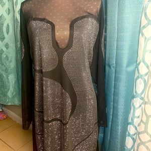 Partly Mesh Dress with Rhinestones